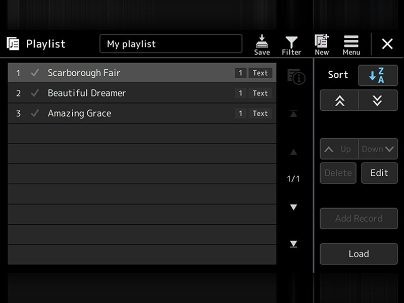 Schermata playlist della Yamaha Workstation Arranger PSR-SX920/720+