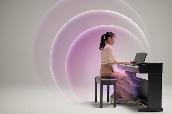 Onde sonore che si propagano da un pianoforte ARIUS