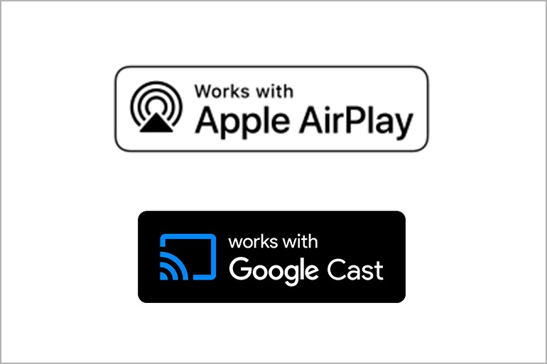 Compatibility icons showing support for AirPlay and Google Cast