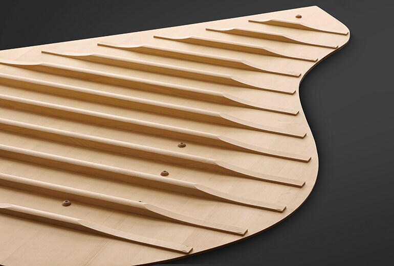 Immagine di dettaglio della tavola armonica progettata esclusivamente per l'espressivo