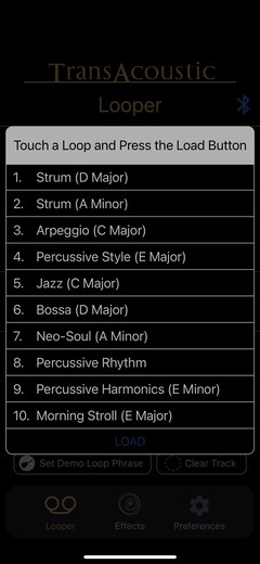 Menu looper – Selezione frasi demo