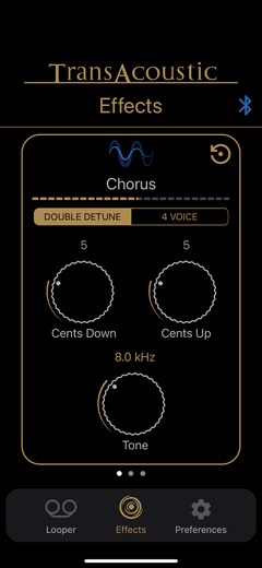 Menu effetti – Parametri chorus