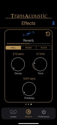 Menu effetti – Parametri riverbero
