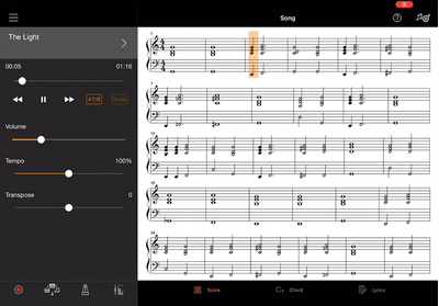Utilizzando la funzione "Audio to Score" potrai suonare fin da subito i tuoi brani preferiti