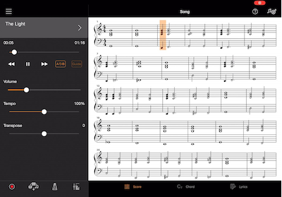 Utilizzando la funzione "Audio to Score" potrai suonare fin da subito i tuoi brani preferiti