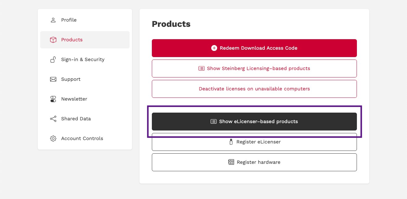 3. Verificare che VST Rack Pro sia registrato in MySteinberg.