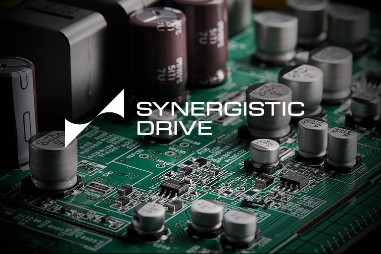 Internal amplifier circuit of the NX‑70A and the Synergistic Drive logo