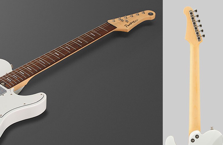 Primo piano della forma del manico della Pacifica SC Standard Plus