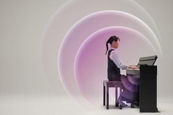 Onde sonore che si propagano da un pianoforte ARIUS