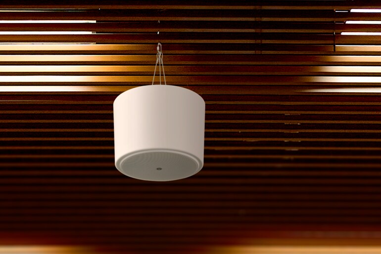 Close-up view of a VXC2P pendant speaker