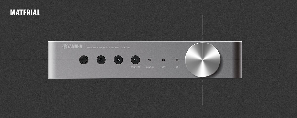 Front view of the WXA-50 with visualization of what materials are used.