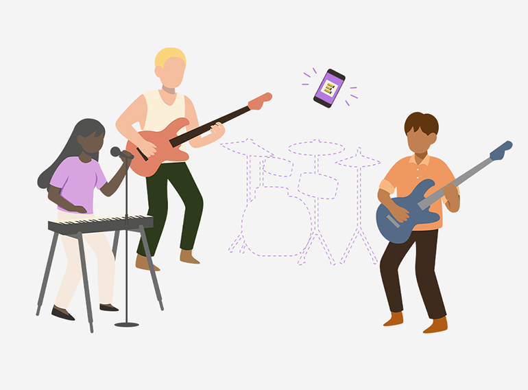 L'app di esercitazione musicale Extrack che sostituisce membri della band che non possono partecipare a una sessione di prova