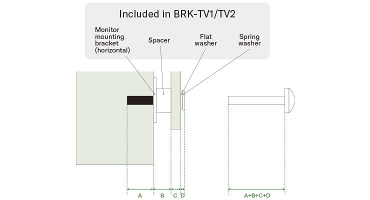 Ho provato a installare CS-800 e CS-500 su un televisore utilizzando il BRK-TV1/BRK-TV2, ma le viti allegate (M8 x 15 mm o M8 x 35 mm) non sono della lunghezza giusta.