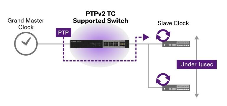 Supporto per la sincronizzazione temporale PTPv2 TC di 1 μsec o meno